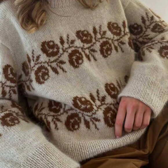 Khaki Casual Women's Thorn Rose French Turtleneck Sweater - Picture 4 of 5